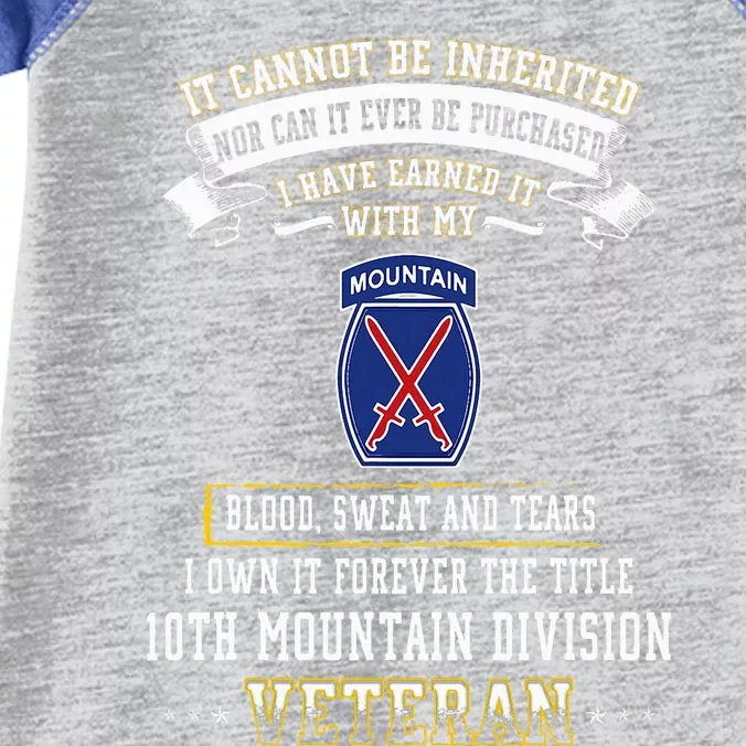 Forever The Title 10th Mountain Division Veteran Day Infant Baby Jersey Bodysuit