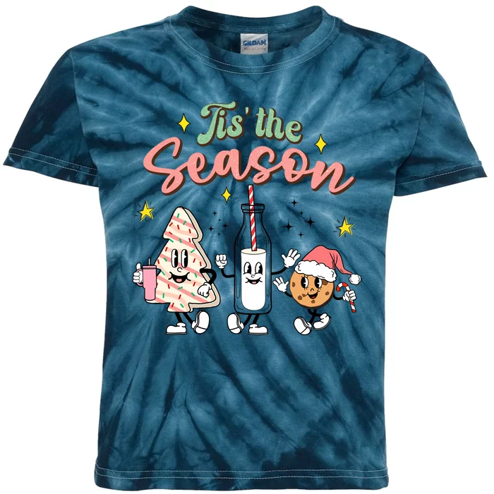 Funny Tis The Season Design Christmas Tree Cakes Debbie Milk Kids Tie-Dye T-Shirt