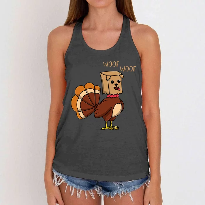 Funny Thanksgiving Turkey Dog Women's Knotted Racerback Tank