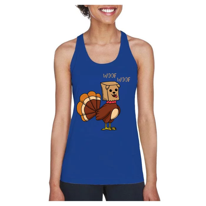 Funny Thanksgiving Turkey Dog Women's Racerback Tank