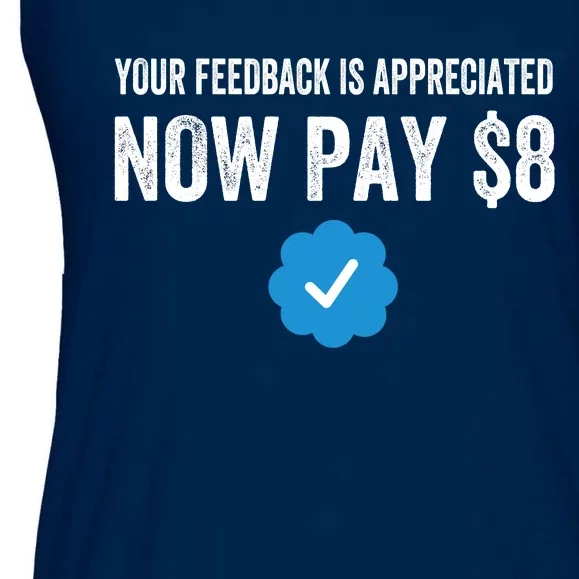 Funny Tee Tweet Your Feedback Is Appreciated Now Pay $8 Ladies Essential Flowy Tank