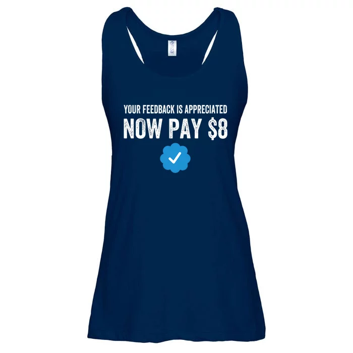 Funny Tee Tweet Your Feedback Is Appreciated Now Pay $8 Ladies Essential Flowy Tank