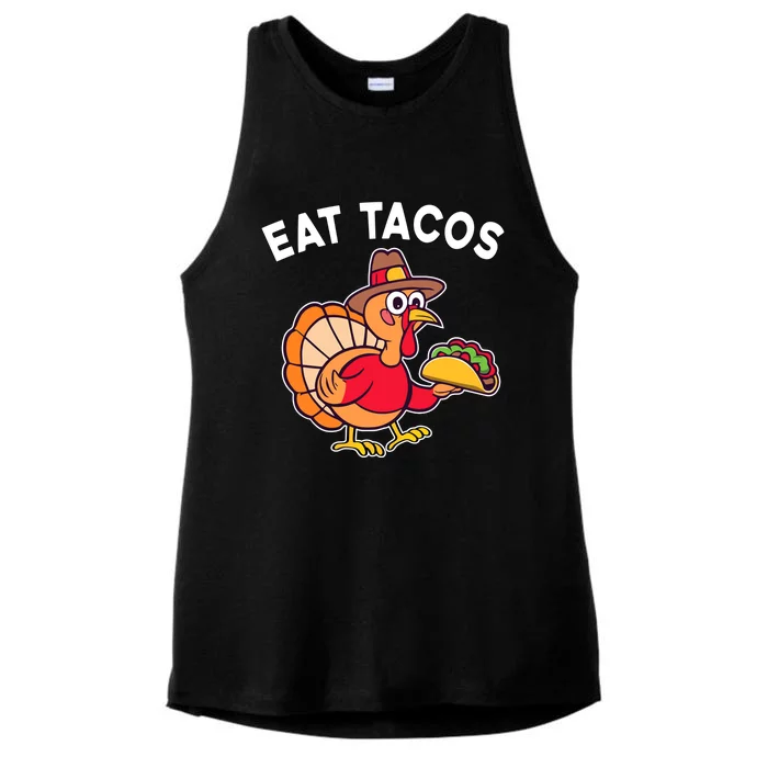 Funny Thanksgiving Turkey Eat Tacos Mexican Thanksgiving Fun Ladies Tri-Blend Wicking Tank