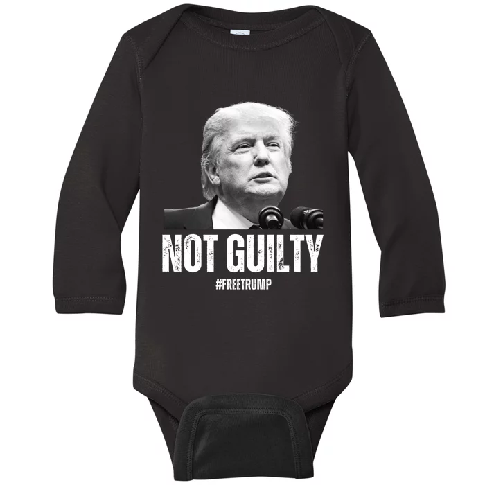 Free Trump. Trump Not Guilty, Pro Trump Supporter Baby Long Sleeve Bodysuit