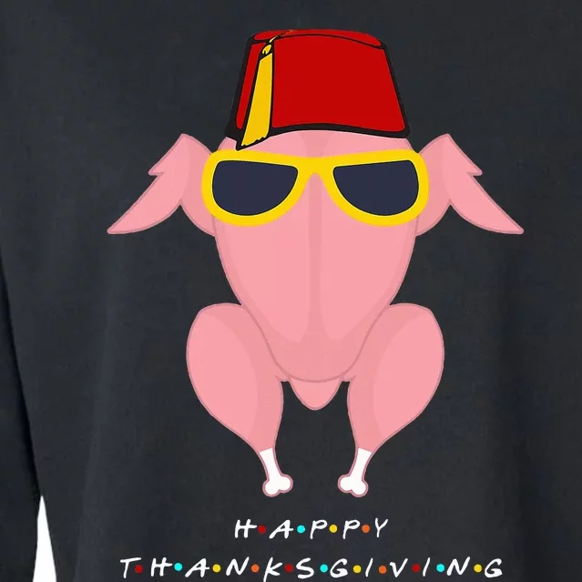 Funny Thanksgiving Turkey Headband Cropped Pullover Crew