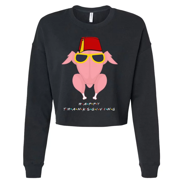 Funny Thanksgiving Turkey Headband Cropped Pullover Crew