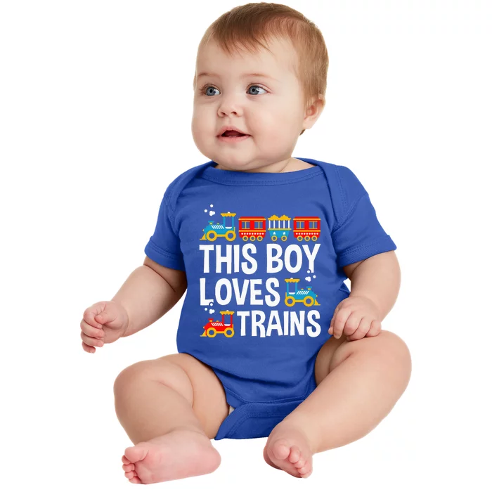 Funny Train This Boy Loves Trains Baby Bodysuit