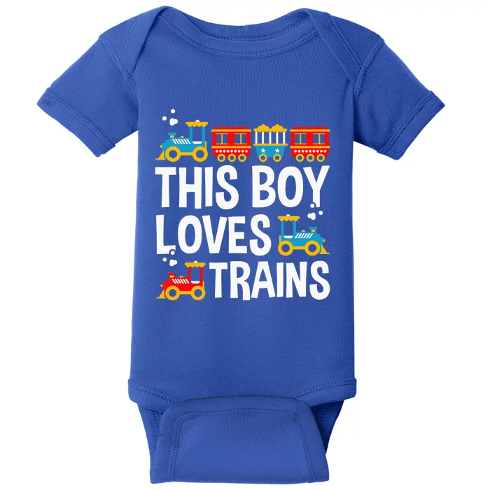 Funny Train This Boy Loves Trains Baby Bodysuit