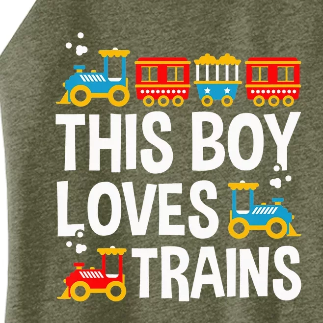 Funny Train This Boy Loves Trains Women’s Perfect Tri Rocker Tank