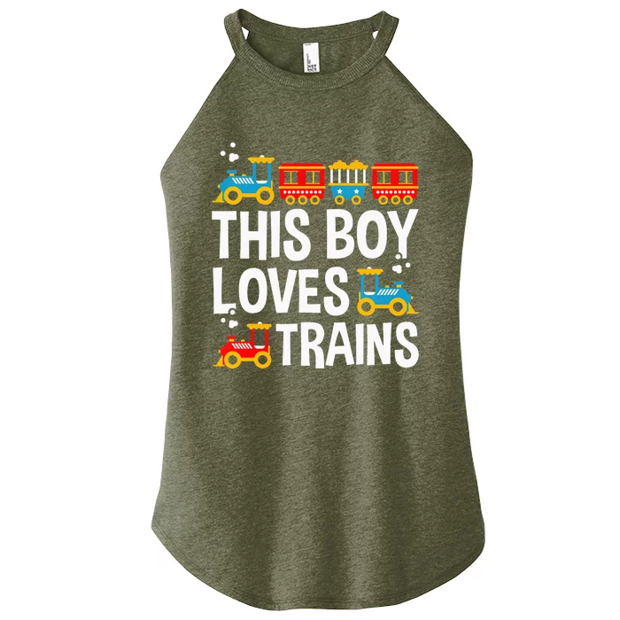 Funny Train This Boy Loves Trains Women’s Perfect Tri Rocker Tank