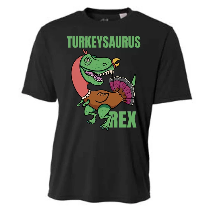 Funny Thanksgiving Turkey Turkeysaurus Rex Gift Cooling Performance Crew T-Shirt