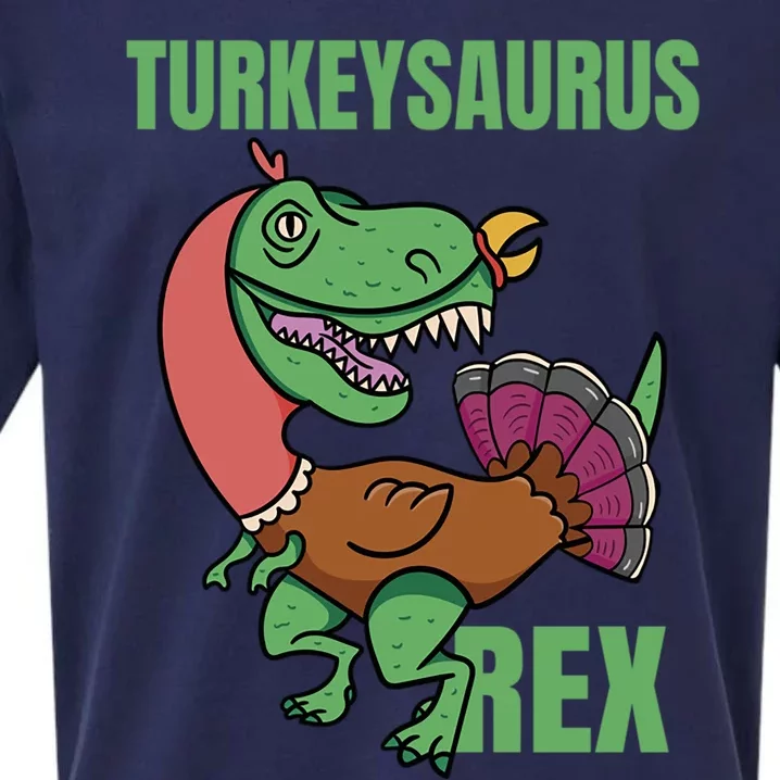 Funny Thanksgiving Turkey Turkeysaurus Rex Gift Sueded Cloud Jersey T-Shirt