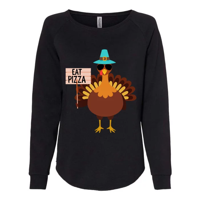 Funny Thanksgiving Turkey Eat Pizza Vegetarian Vegan Day Gift Womens California Wash Sweatshirt