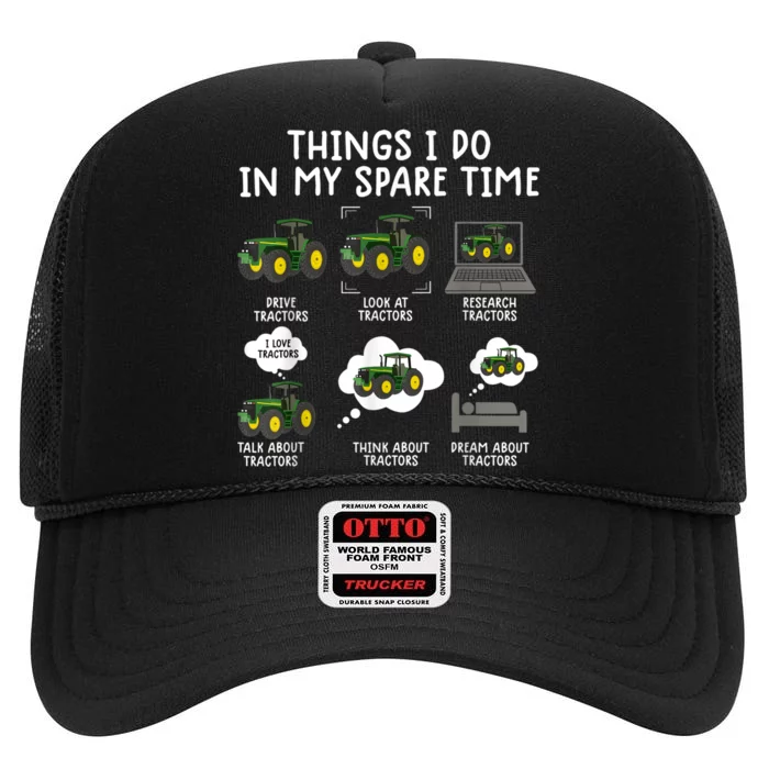 Funny Tractor Ts For Men Farming Tractor For Boys High Crown Mesh Trucker Hat