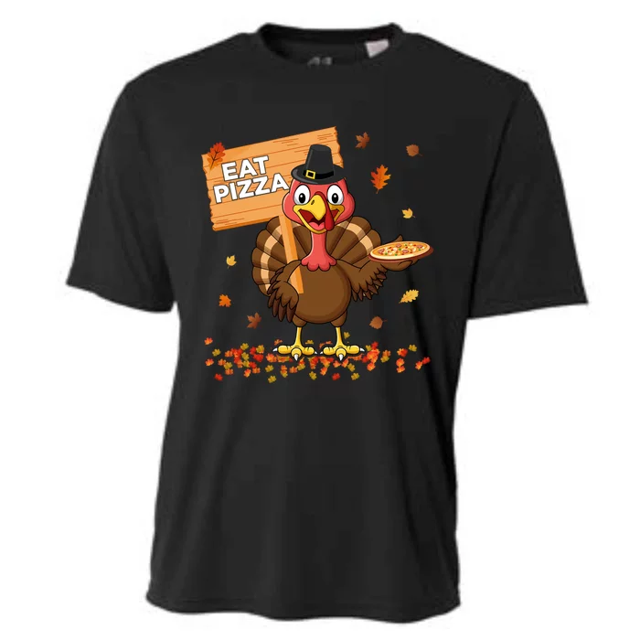 Funny Thanksgiving Turkey Eat Pizza Gift Cooling Performance Crew T-Shirt