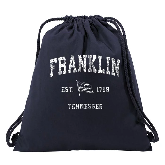 Franklin Tennessee Tn Vintage Us Flag Sports Drawstring Bag