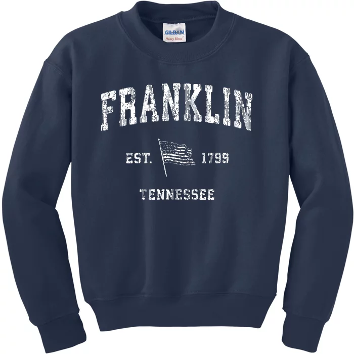 Franklin Tennessee Tn Vintage Us Flag Sports Kids Sweatshirt