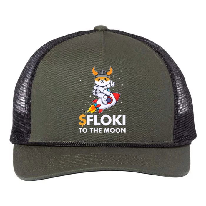 Floki To The Moon Floki Inu Cryptocurrency Bitcoin Retro Rope Trucker Hat Cap