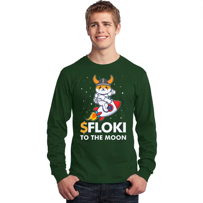 Floki To The Moon Floki Inu Cryptocurrency Bitcoin Tall Long Sleeve T-Shirt