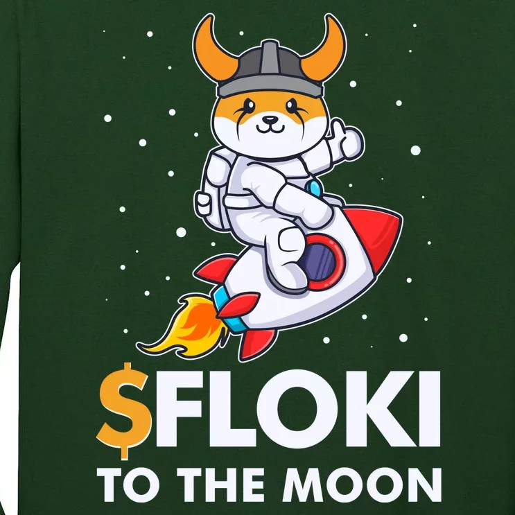 Floki To The Moon Floki Inu Cryptocurrency Bitcoin Tall Long Sleeve T-Shirt