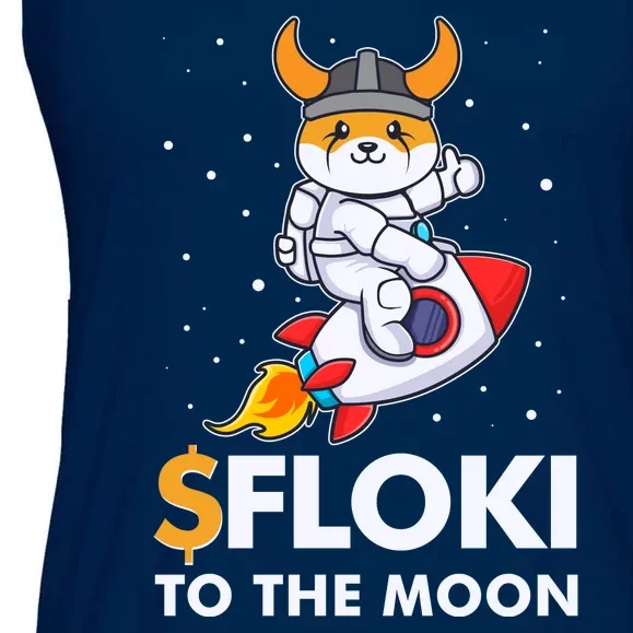 Floki To The Moon Floki Inu Cryptocurrency Bitcoin Ladies Essential Flowy Tank