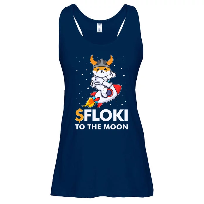 Floki To The Moon Floki Inu Cryptocurrency Bitcoin Ladies Essential Flowy Tank