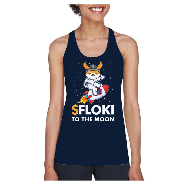 Floki To The Moon Floki Inu Cryptocurrency Bitcoin Women's Racerback Tank