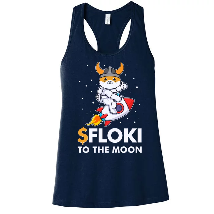 Floki To The Moon Floki Inu Cryptocurrency Bitcoin Women's Racerback Tank