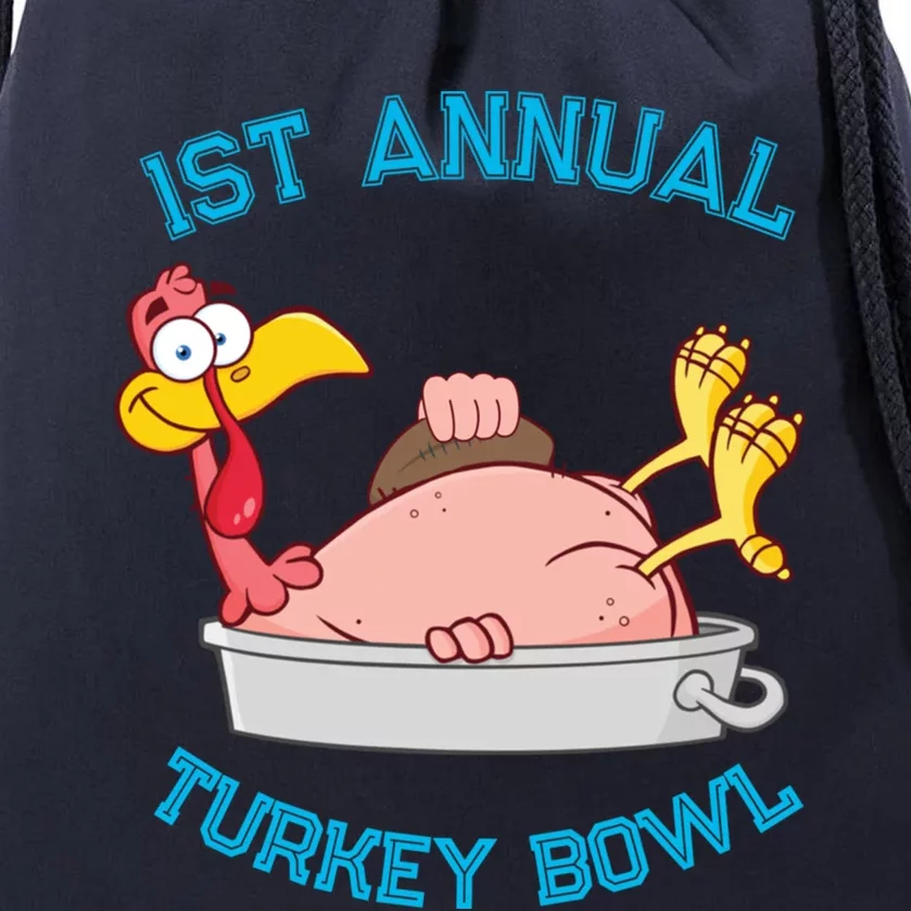 Funny Thanksgiving Turkey 1st Annual Turkey Bowl Football Gift Drawstring Bag