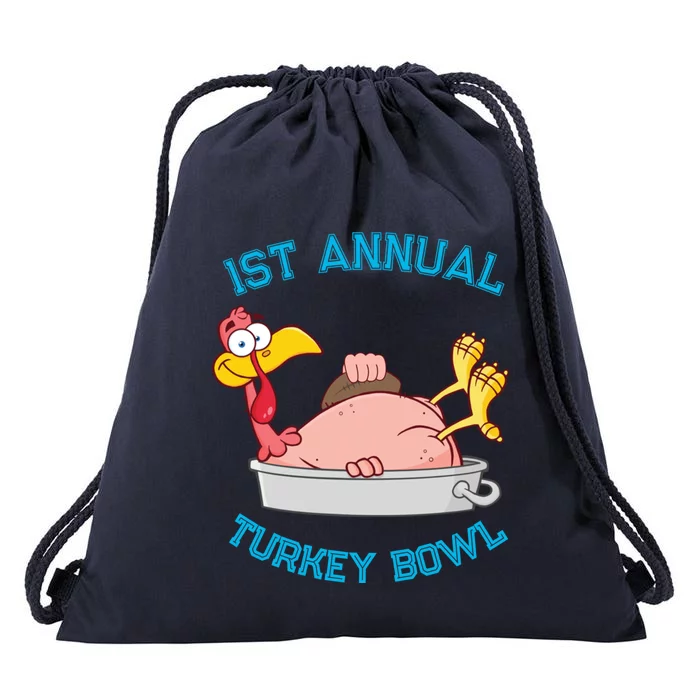 Funny Thanksgiving Turkey 1st Annual Turkey Bowl Football Gift Drawstring Bag