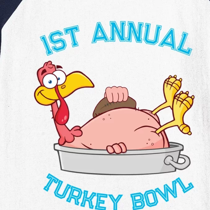 Funny Thanksgiving Turkey 1st Annual Turkey Bowl Football Gift Baseball Sleeve Shirt