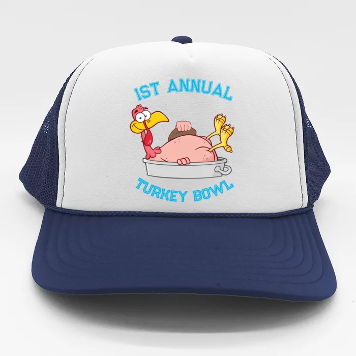 Funny Thanksgiving Turkey 1st Annual Turkey Bowl Football Gift Trucker Hat