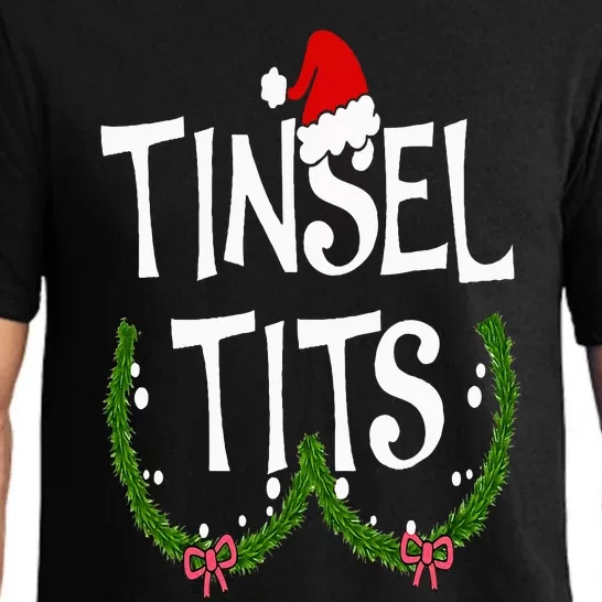 Funny Tinsel Tits Matching Jingle Balls Christmas Couples Pajama Set