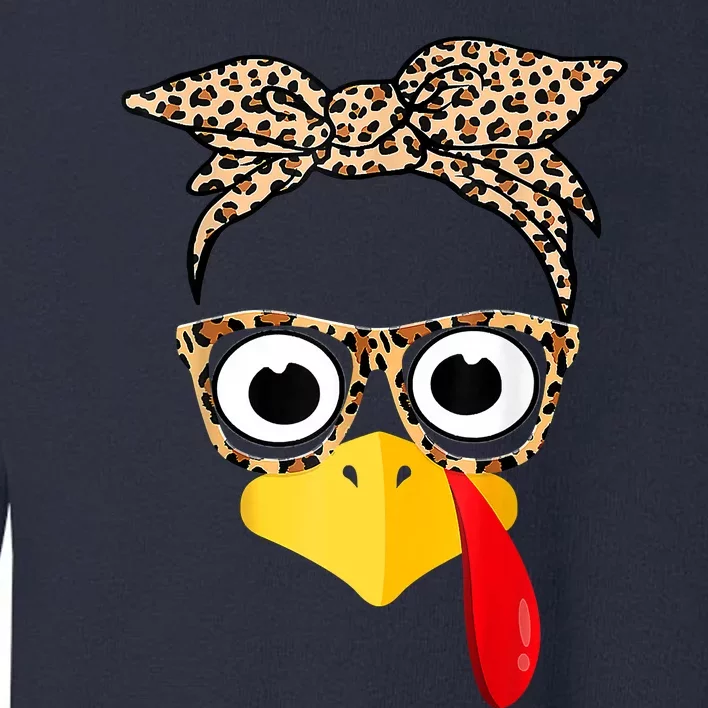 Funny Thanksgiving Turkey Face Leopard Glasses Family Costume Toddler Sweatshirt