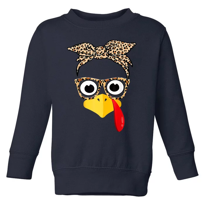 Funny Thanksgiving Turkey Face Leopard Glasses Family Costume Toddler Sweatshirt