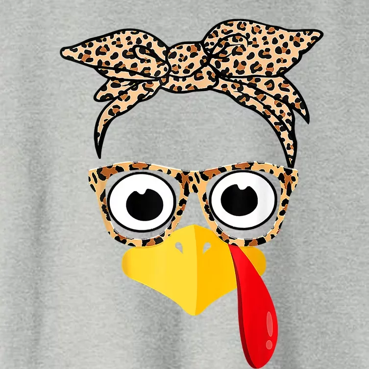 Funny Thanksgiving Turkey Face Leopard Glasses Family Costume Women's Crop Top Tee