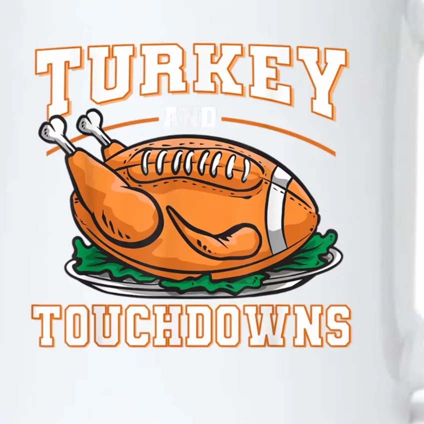 Funny Thanksgiving Turkey And Touchdowns Football Gift Black Color Changing Mug