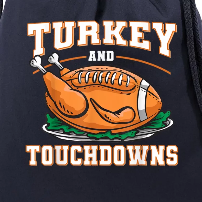 Funny Thanksgiving Turkey And Touchdowns Football Gift Drawstring Bag