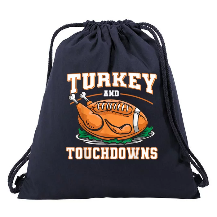 Funny Thanksgiving Turkey And Touchdowns Football Gift Drawstring Bag