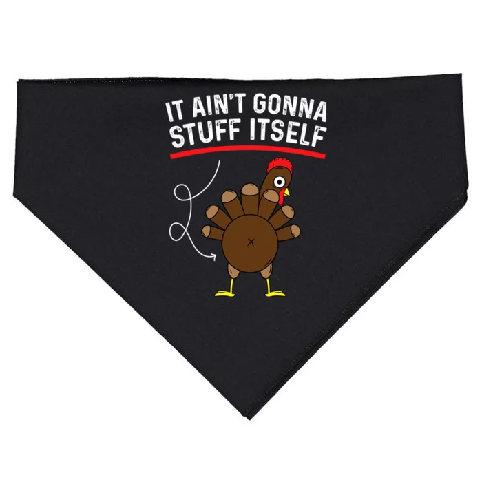 Funny Thanksgiving Turkey It AinT Gonna Stuff Itself Outfit Cool Gift USA-Made Doggie Bandana