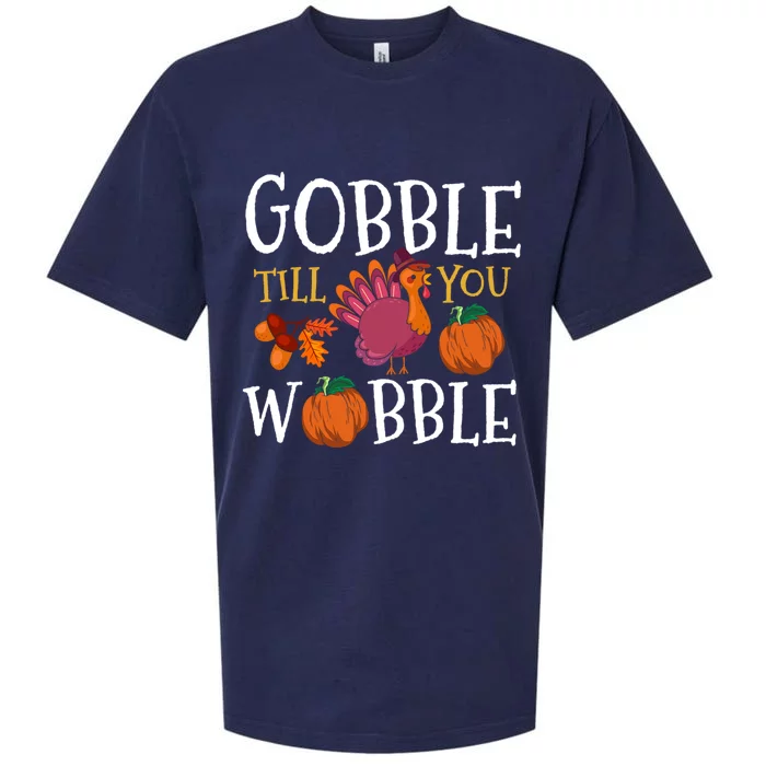 Funny Thanksgiving Turkey Gobble Till You Wobble Funny Gift Sueded Cloud Jersey T-Shirt