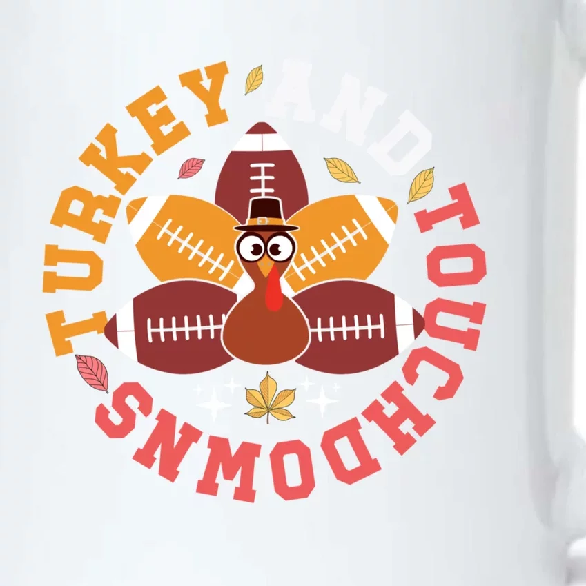 Funny Thanksgiving Turkey And Touchdowns Funny Gift Black Color Changing Mug