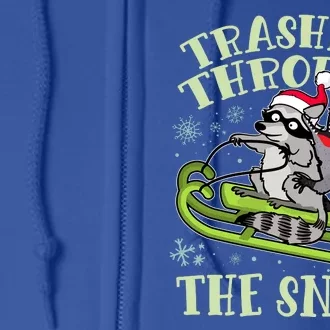 Funny Trashing Through The Snow Sleding Raccoon And Opossum Full Zip Hoodie