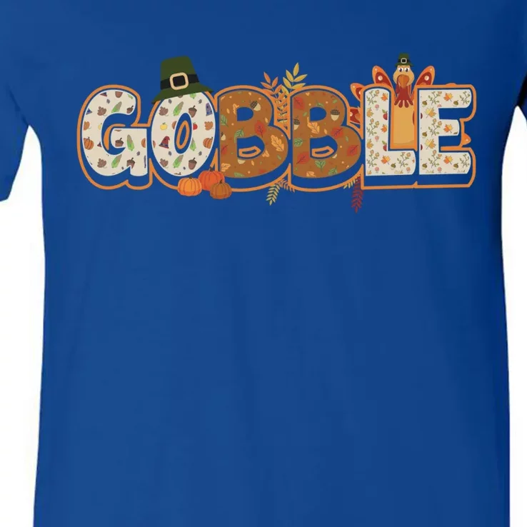 Funny Thanksgiving Turkey Day Gobble Gift V-Neck T-Shirt