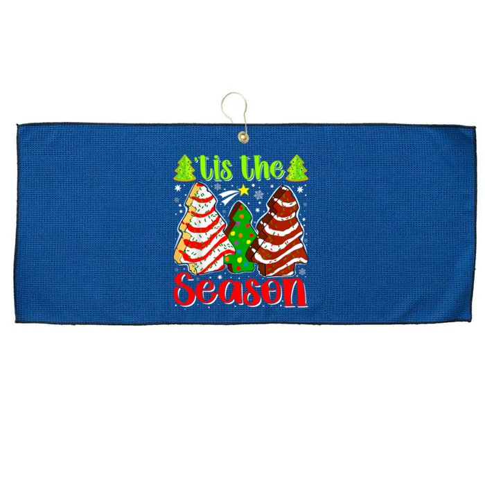 Funny Tis The Season Christmas Tree Cakes Debbie Large Microfiber Waffle Golf Towel