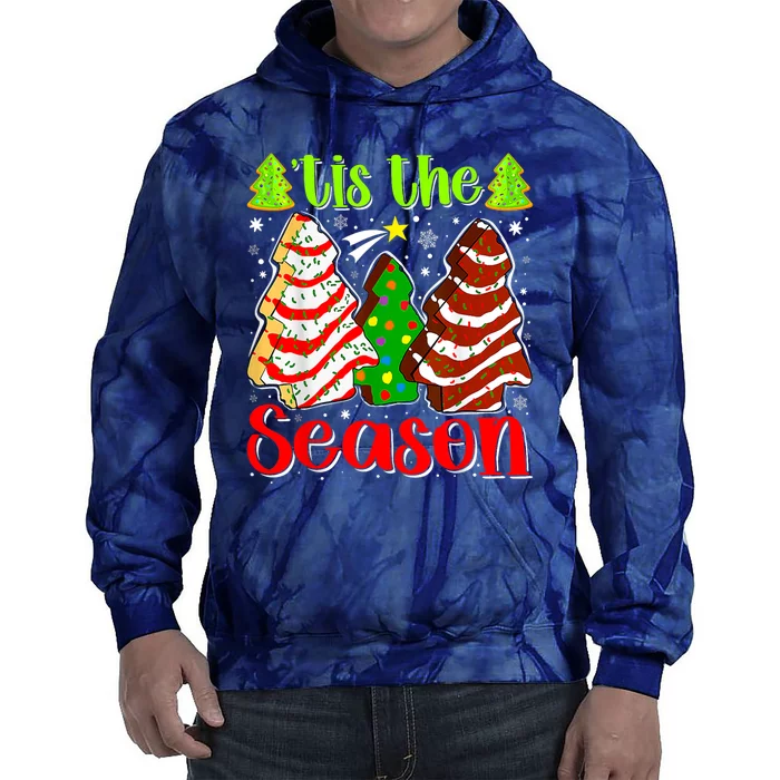 Funny Tis The Season Christmas Tree Cakes Debbie Tie Dye Hoodie