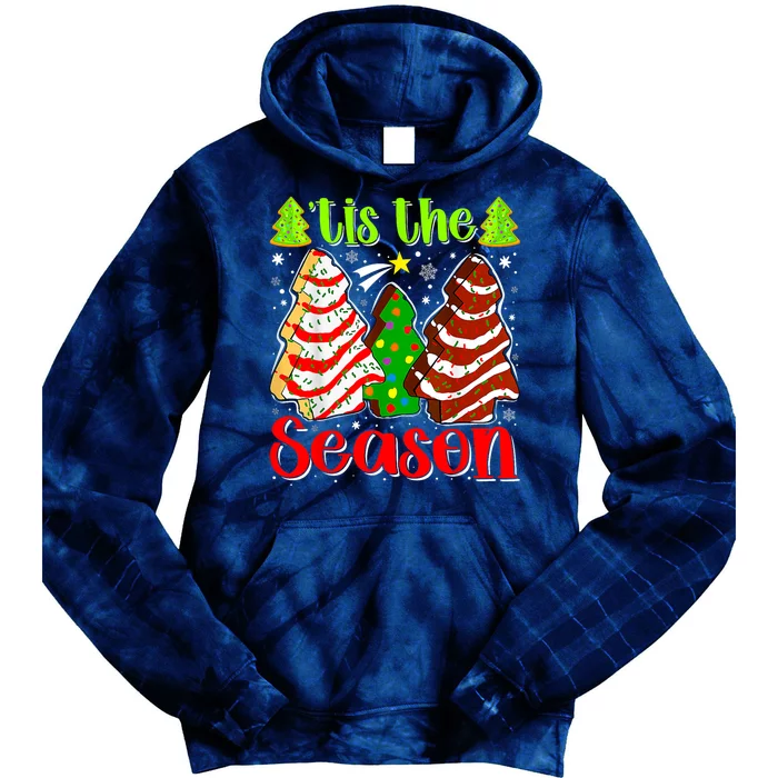 Funny Tis The Season Christmas Tree Cakes Debbie Tie Dye Hoodie