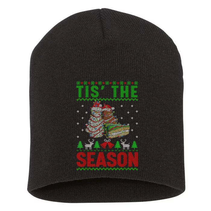 Funny Tis The Season Christmas Tree Cakes Debbie Short Acrylic Beanie