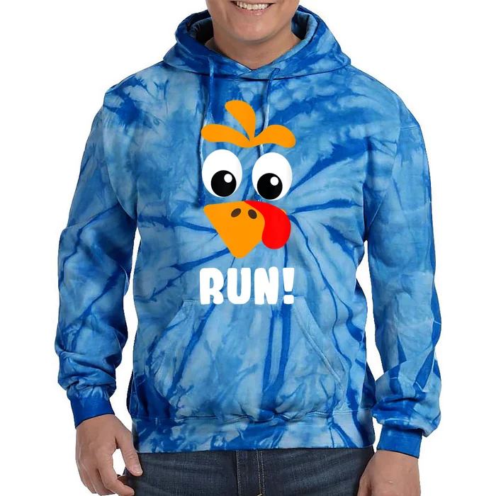 Funny Turkey Trot Adult Running Costume Turkey Face Tie Dye Hoodie