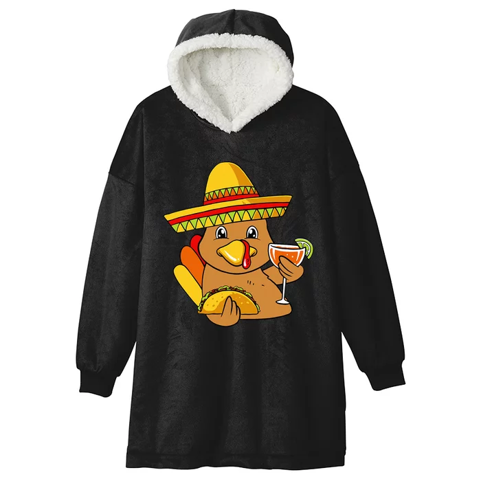 Festive Turkey Taco Celebrate Thanksgiving with Mexican Flavors Hooded Wearable Blanket